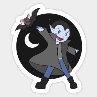 Halloween Vampire with Cute Bat Friend Sticker